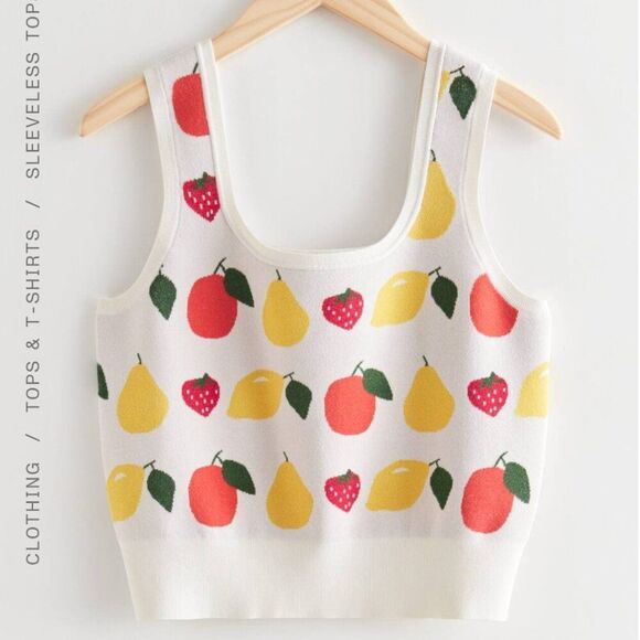 & Other Stories Fruit Print Tank Top Size EU M US 8 / 10 Knit Pullover Vest - Picture 1 of 9